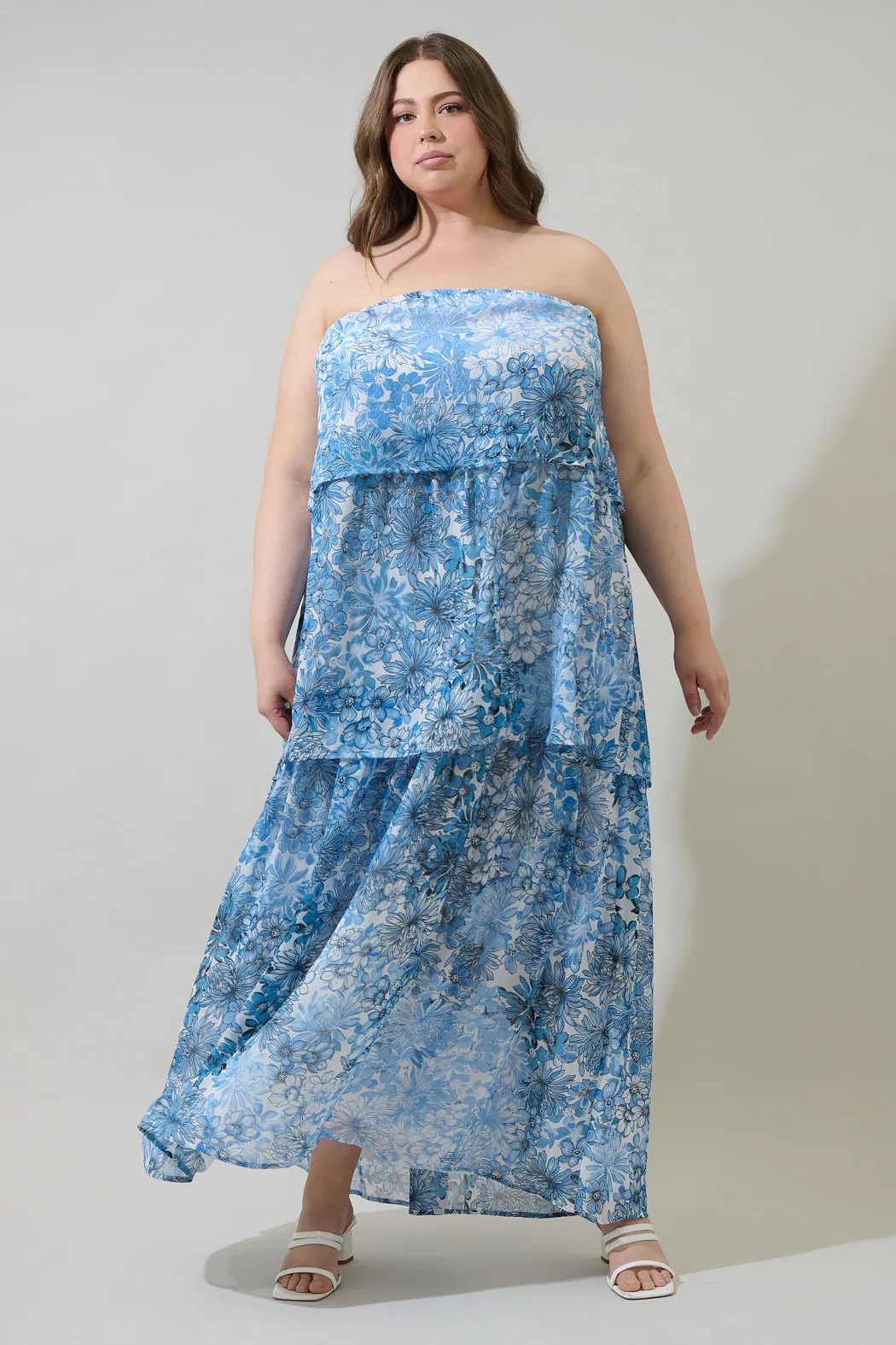Tierra Floral Briary Strapless Maxi Dress Curve sold by Sugarlips