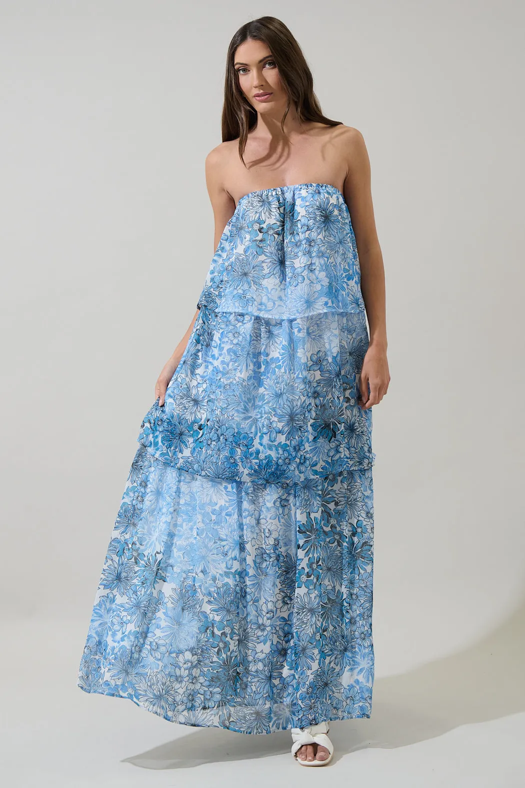 Tierra Floral Briary Strapless Maxi Dress sold by Sugarlips product image thumbnail 3