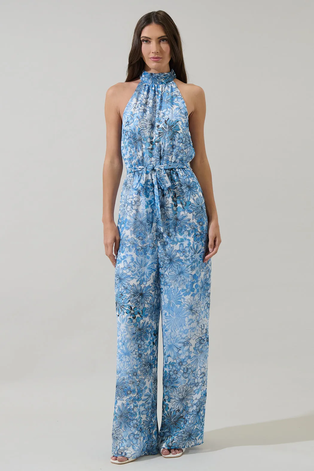 Tierra Floral Imery Halter Jumpsuit sold by Sugarlips