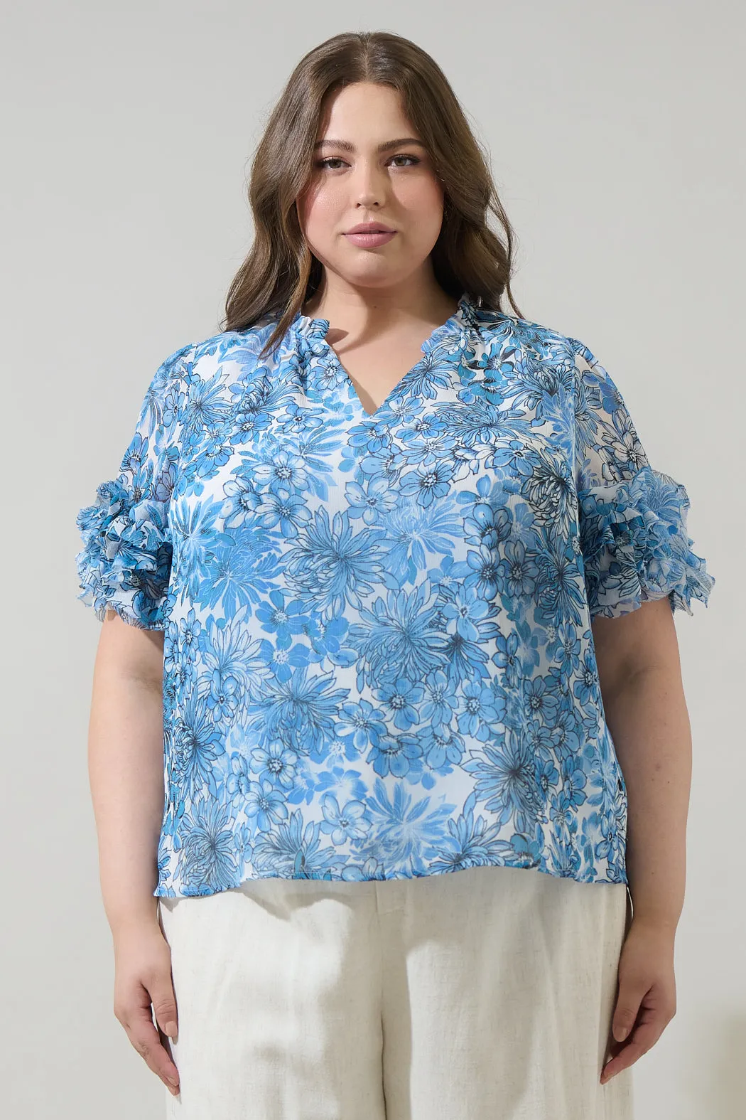 Tierra Floral Endry Ruffle Blouse Curve sold by Sugarlips product image thumbnail 5