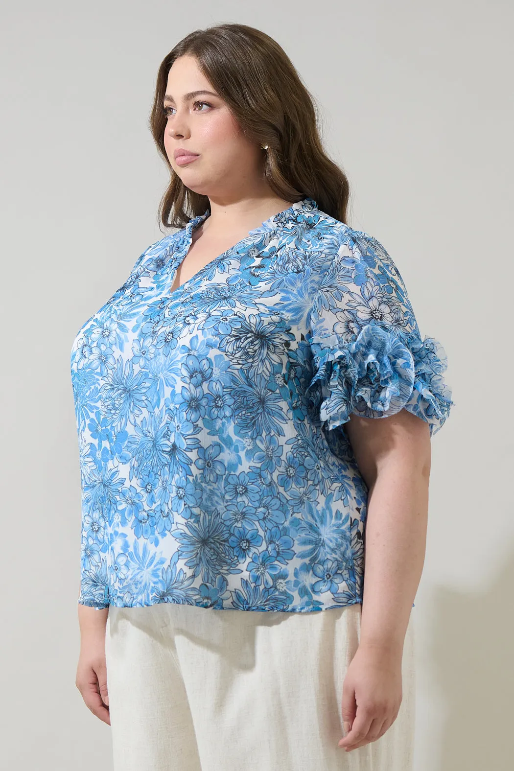 Tierra Floral Endry Ruffle Blouse Curve sold by Sugarlips product image thumbnail 3