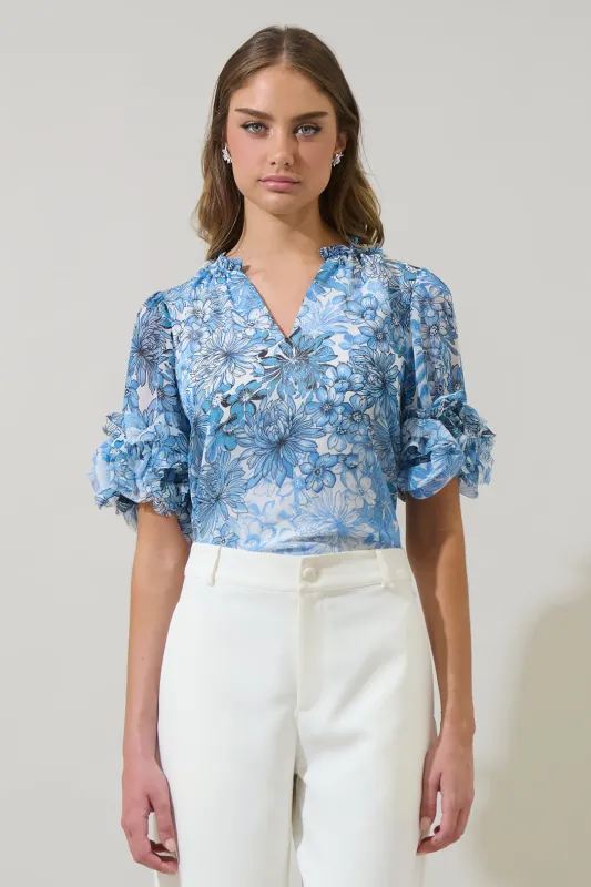 Tierra Floral Endry Ruffle Blouse sold by Sugarlips