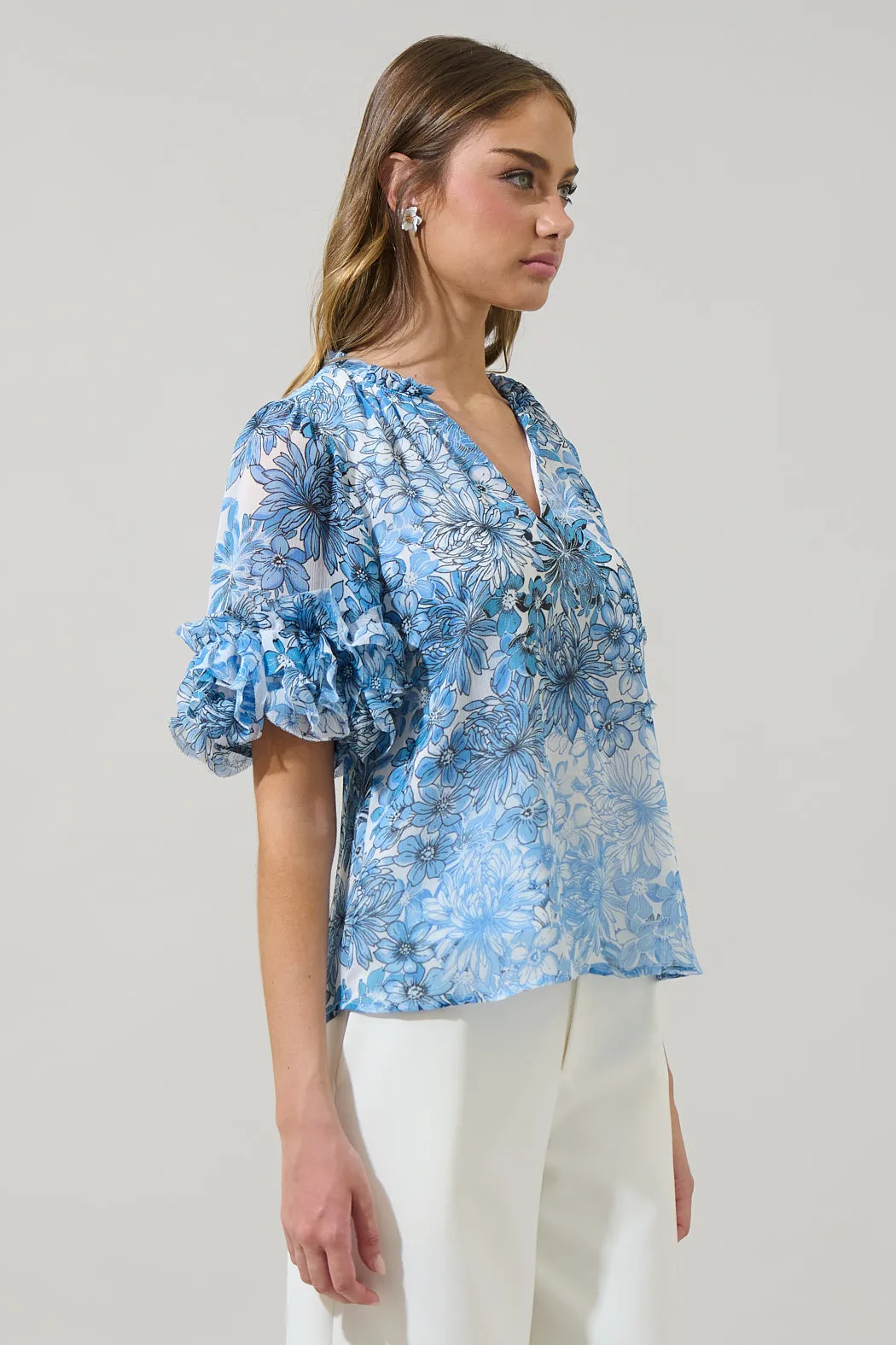 Tierra Floral Endry Ruffle Blouse sold by Sugarlips product image thumbnail 3