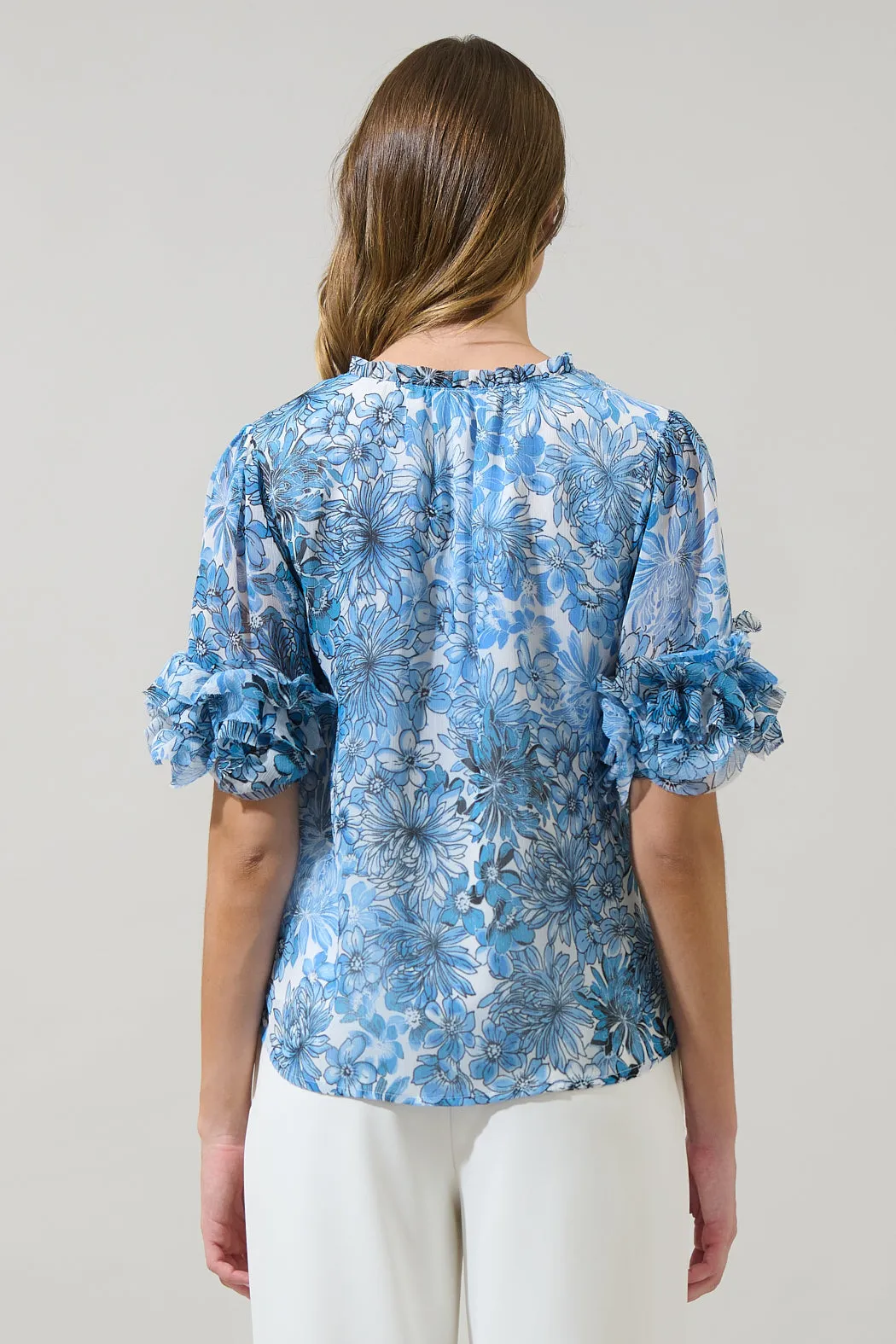 Tierra Floral Endry Ruffle Blouse sold by Sugarlips product image thumbnail 2