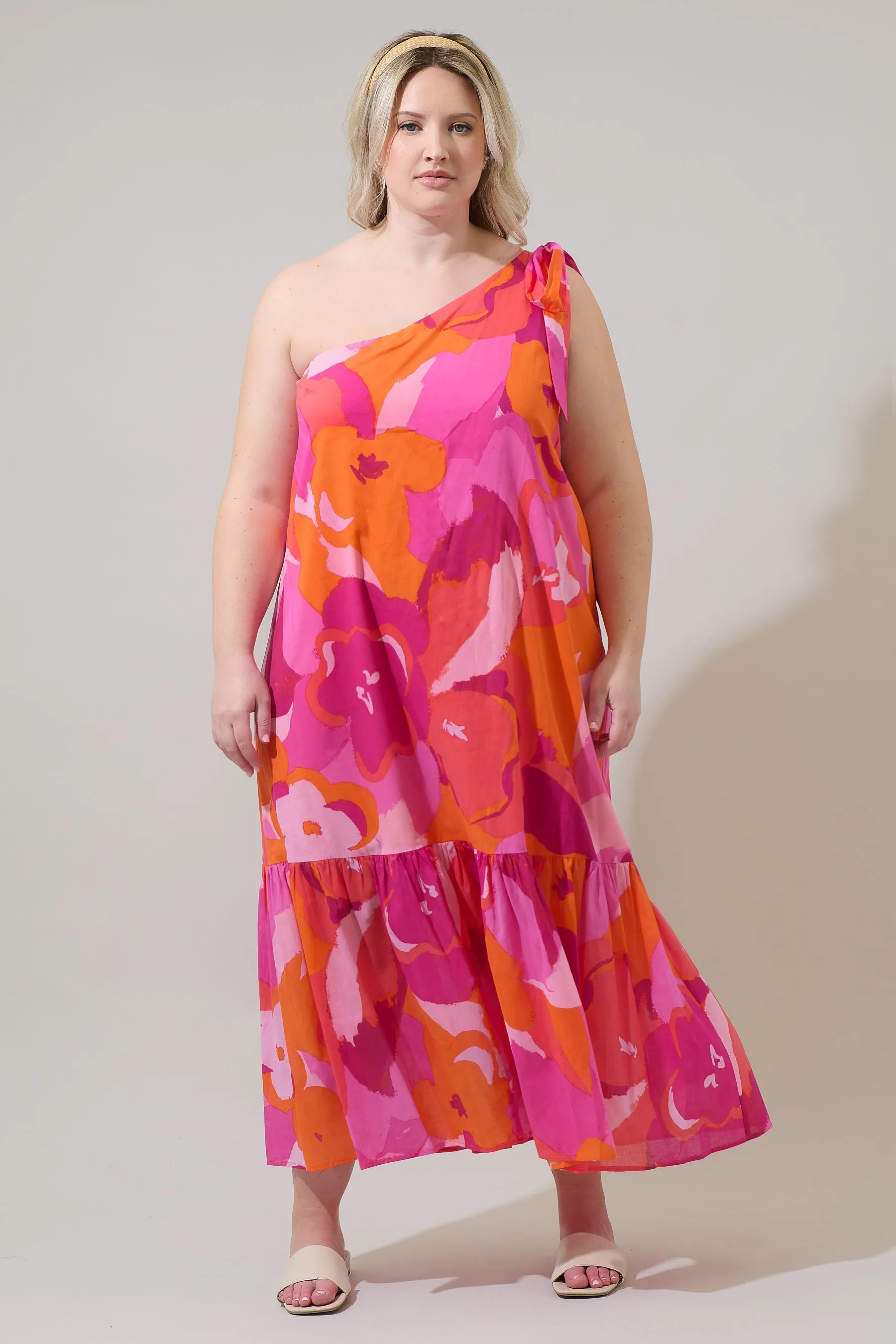 Merim Floral Nicol One Shoulder Maxi Dress Curve sold by Sugarlips