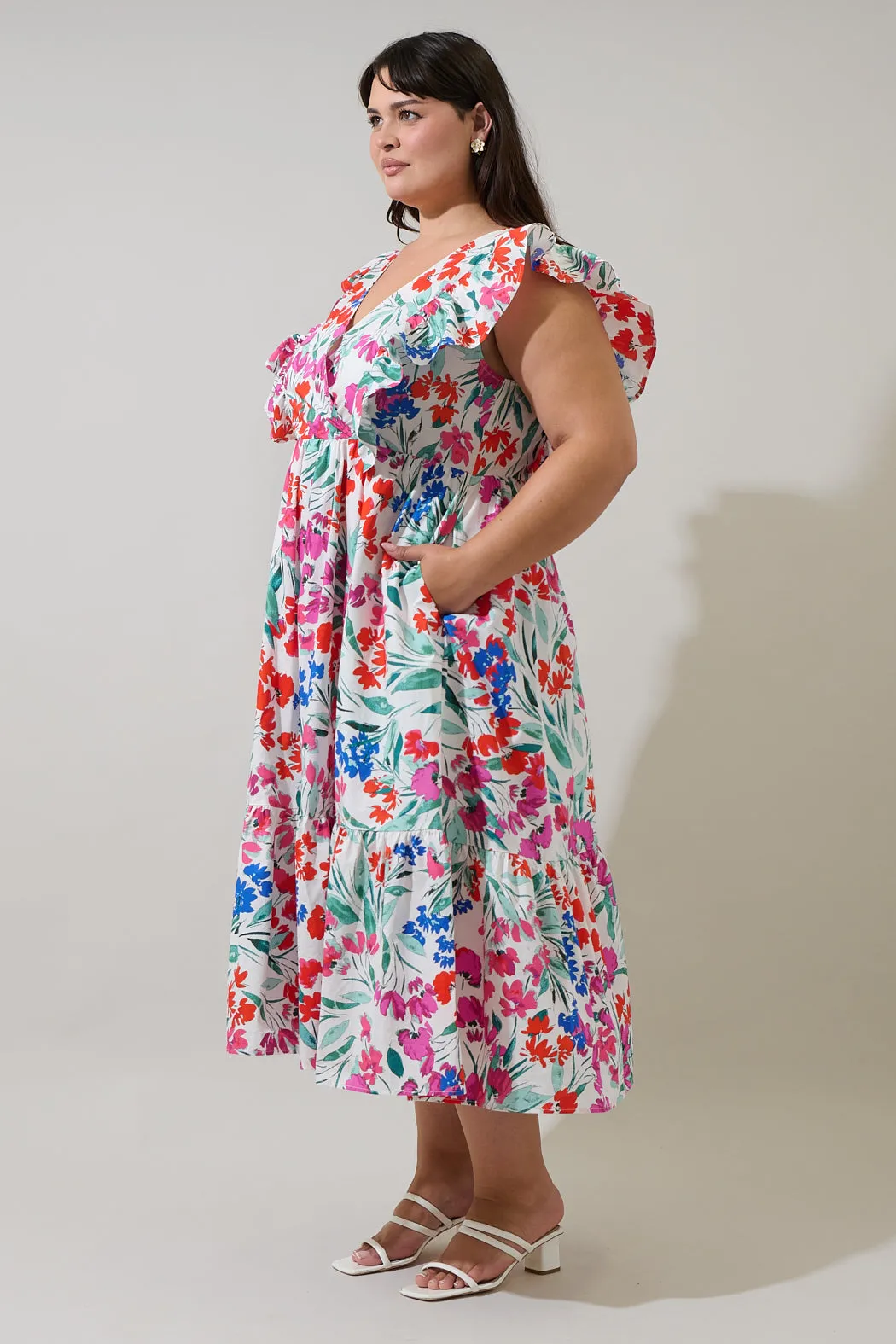 Kivia Blossom Fairness Poplin Surplice Midi Dress Curve sold by Sugarlips product image thumbnail 3