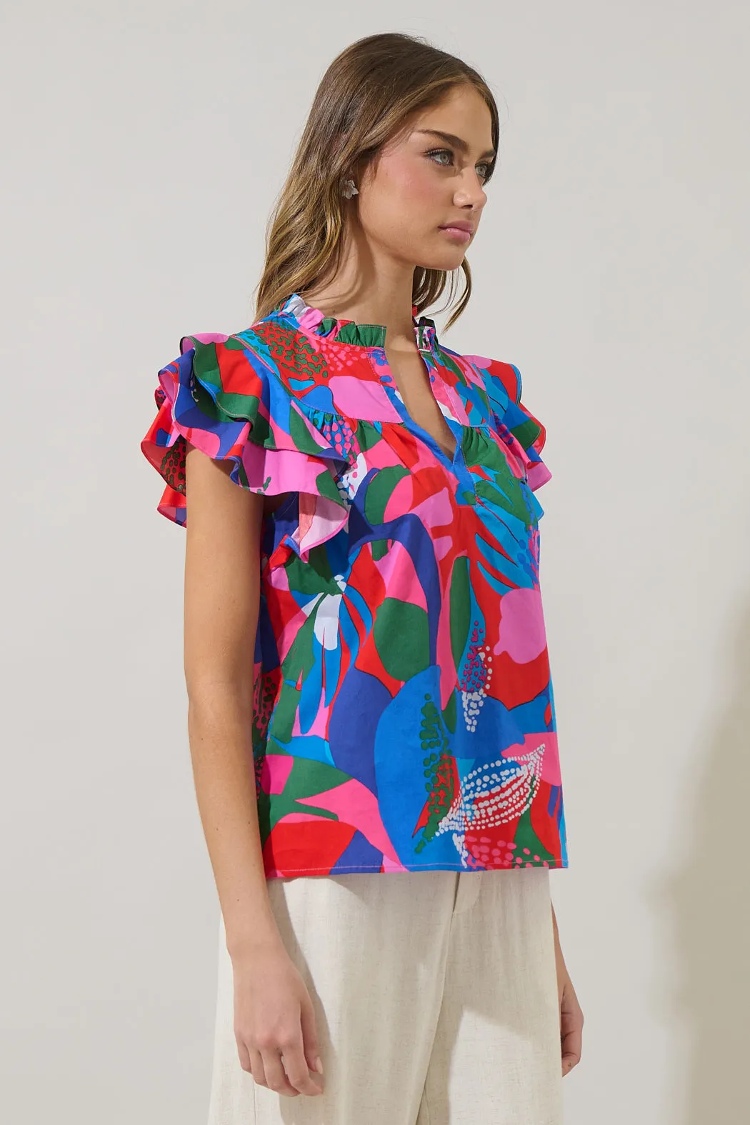 Exene Floral Emery Split Neck Top sold by Sugarlips product image thumbnail 3