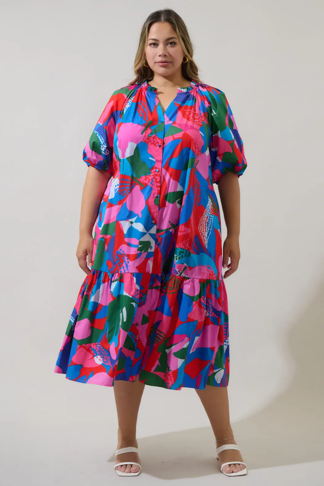 Exene Floral Wynette Tiered Midi Dress Curve sold by Sugarlips product image thumbnail 4