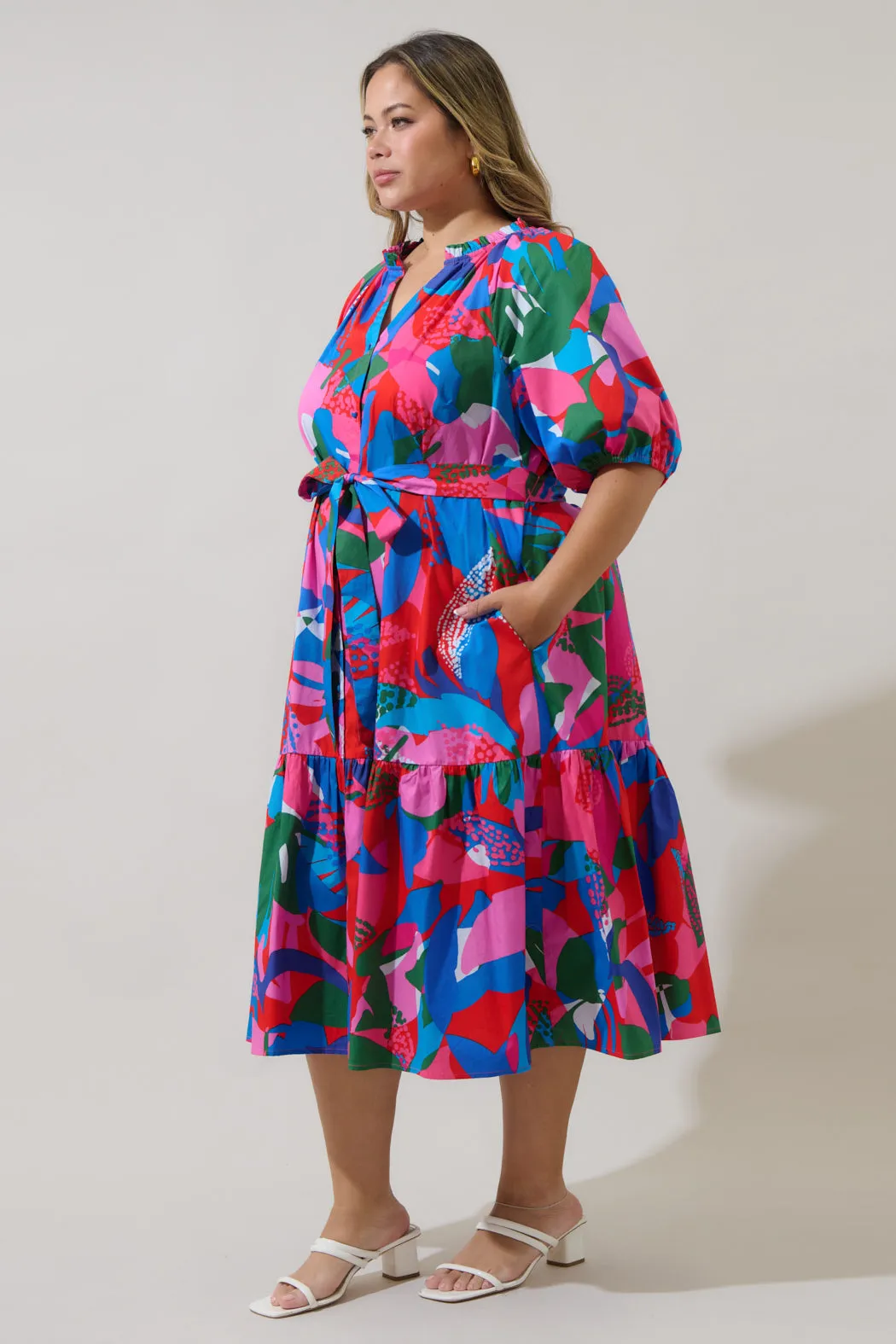 Exene Floral Wynette Tiered Midi Dress Curve sold by Sugarlips product image thumbnail 3