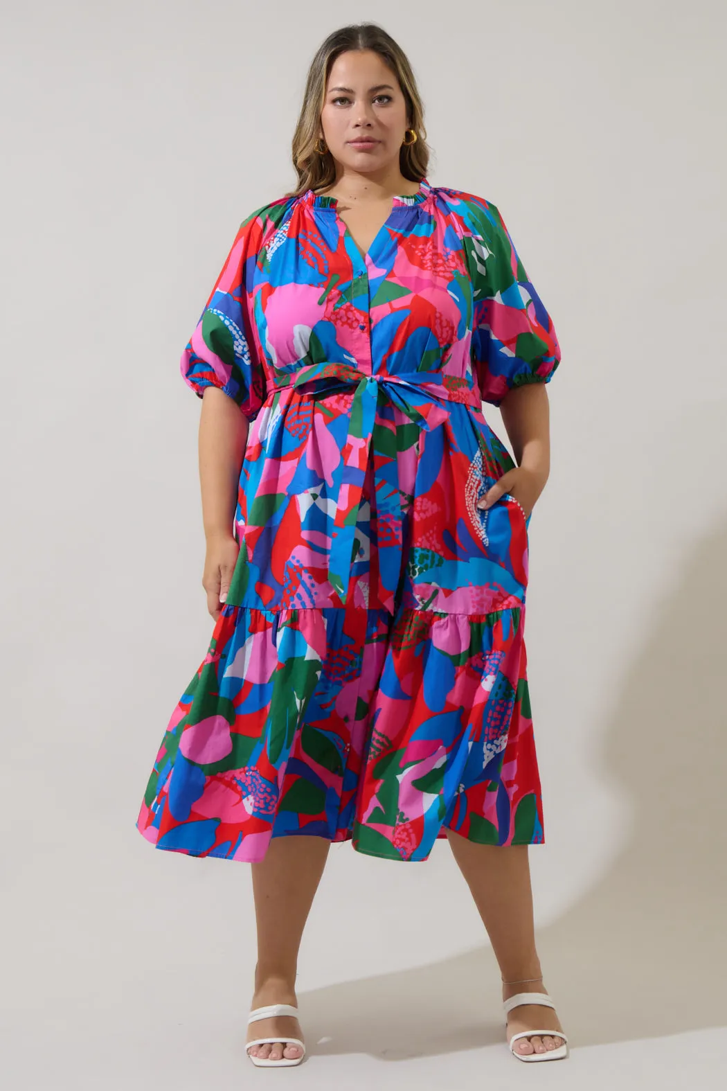 Exene Floral Wynette Tiered Midi Dress Curve sold by Sugarlips