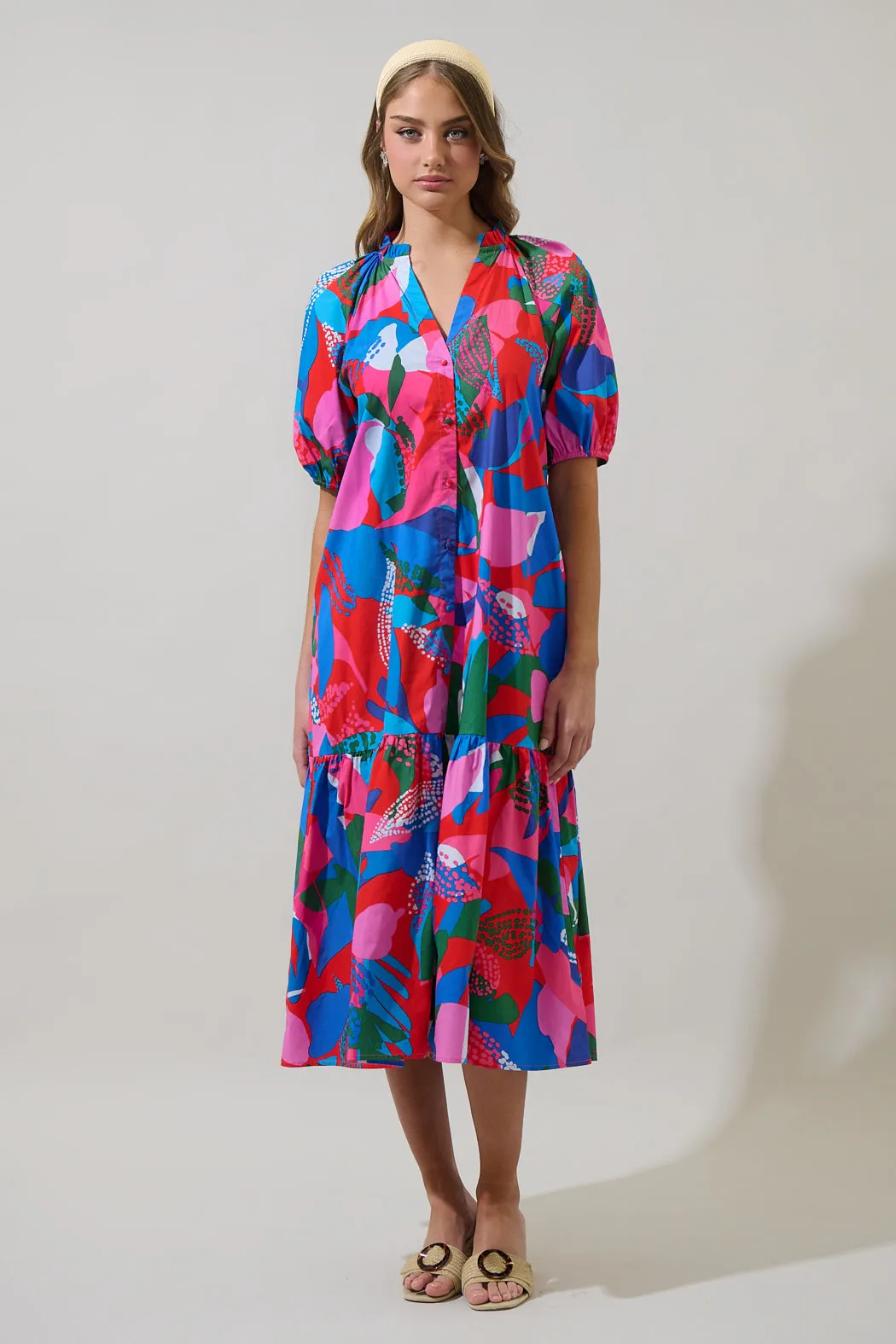 Exene Floral Wynette Tiered Midi Dress sold by Sugarlips product image thumbnail 5