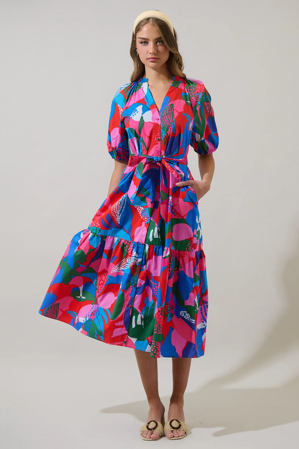 Exene Floral Wynette Tiered Midi Dress sold by Sugarlips
