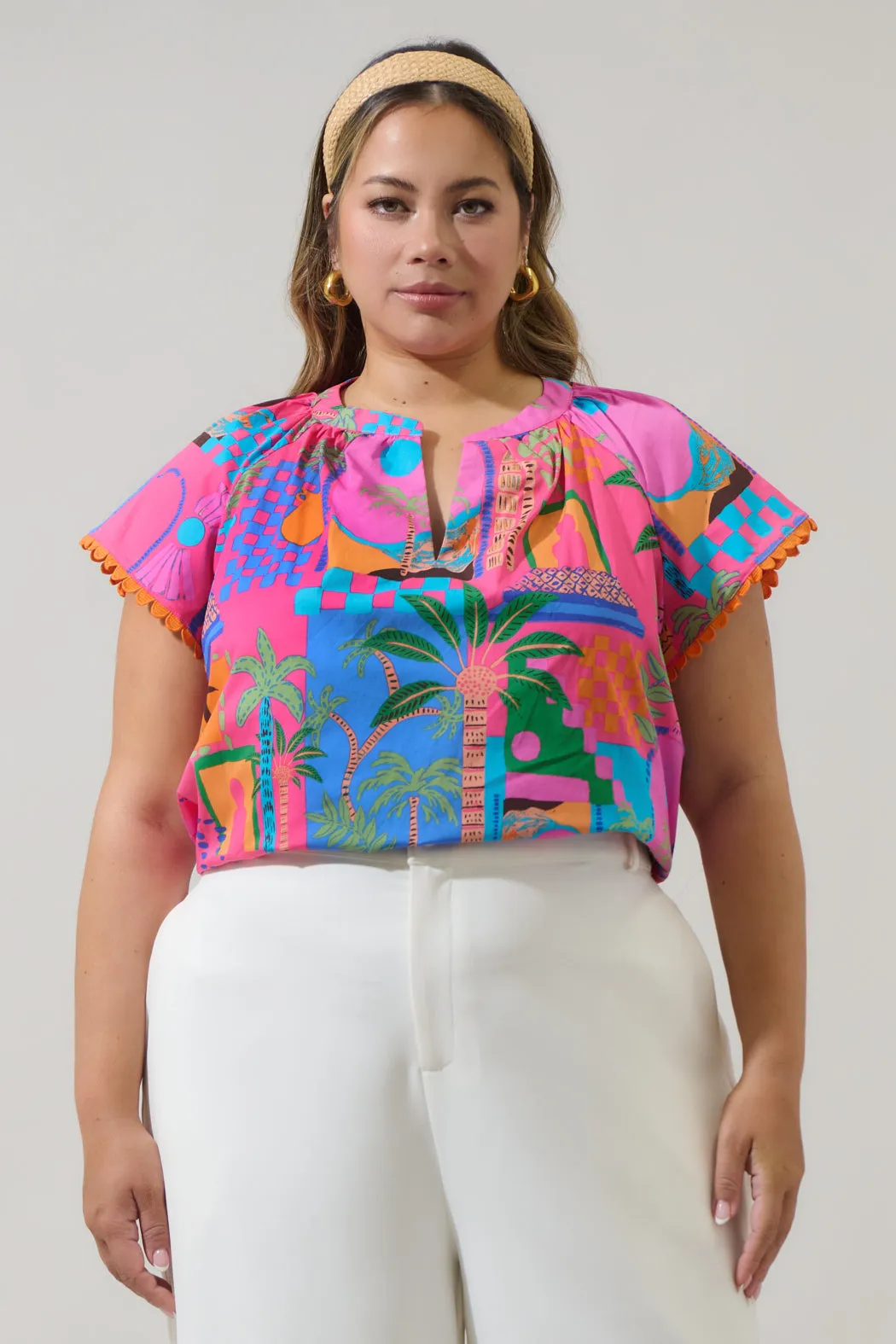 Lanus City Ayla Split Neck Top Curve sold by Sugarlips