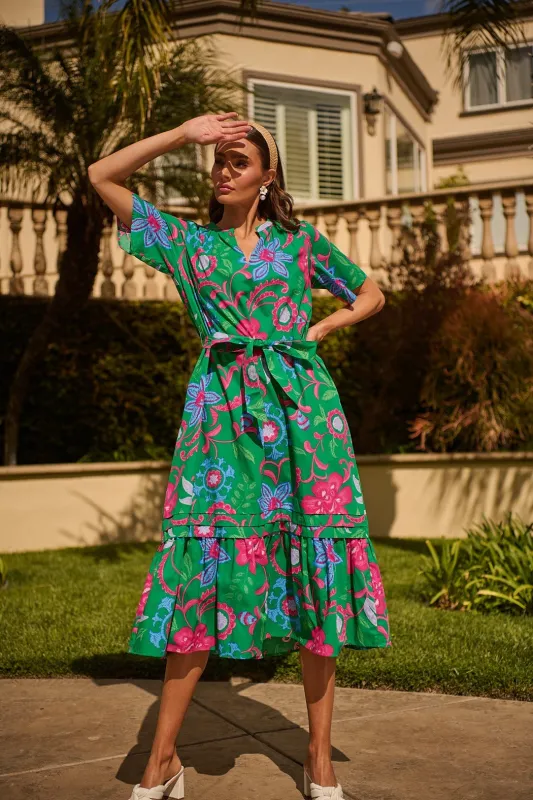 Cabina Floral Reya Pleated Midi Dress sold by Sugarlips