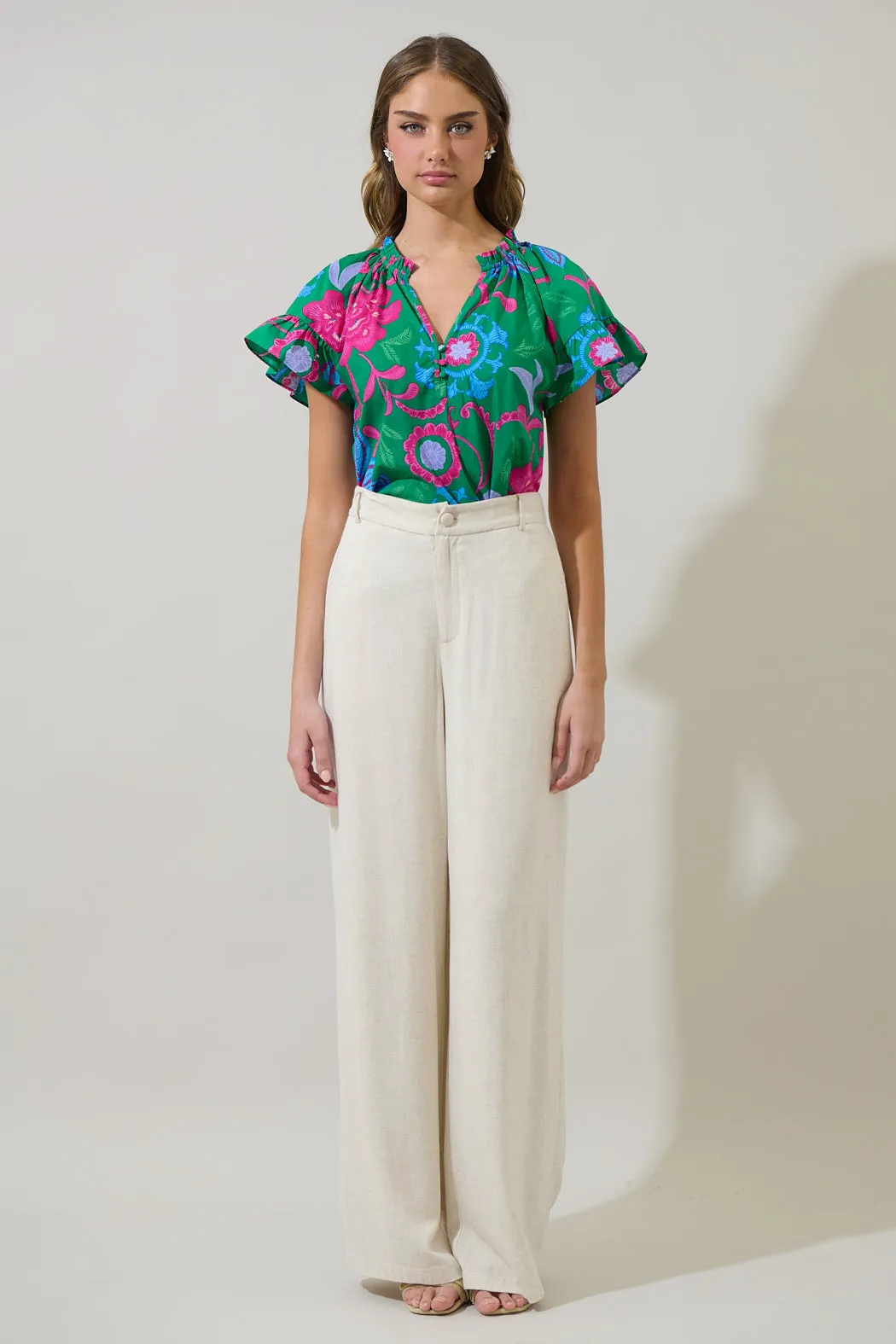 Cabina Floral Macy Ruffle Top sold by Sugarlips product image thumbnail 4