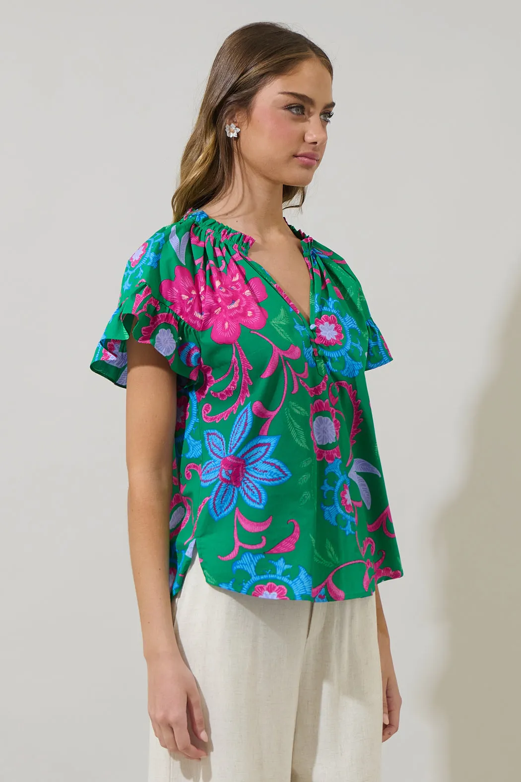 Cabina Floral Macy Ruffle Top sold by Sugarlips product image thumbnail 3