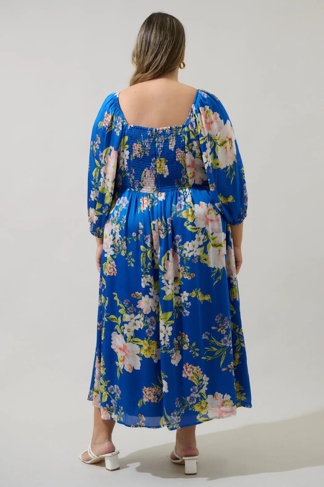 Solary Floral Amaretto Puff Sleeve Midi Dress Curve sold by Sugarlips product image thumbnail 2