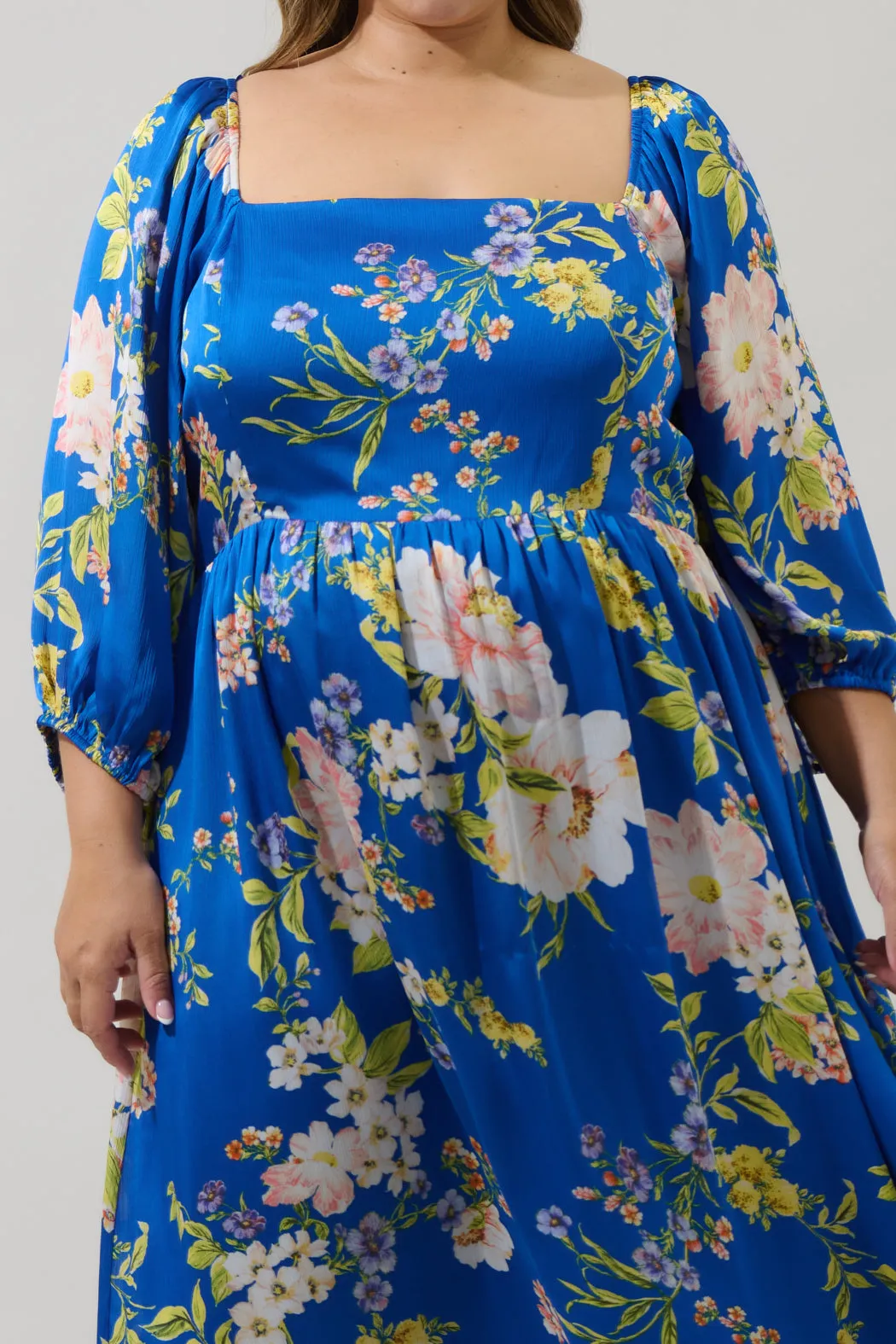 Solary Floral Amaretto Puff Sleeve Midi Dress Curve sold by Sugarlips product image thumbnail 4