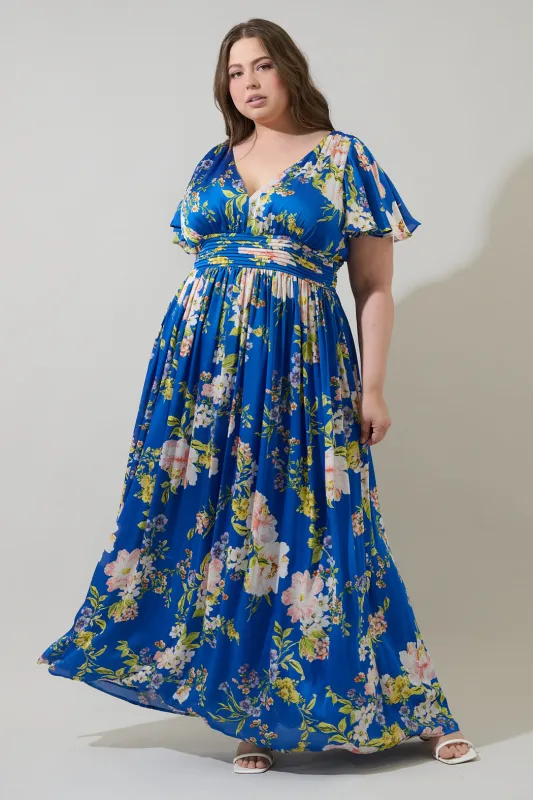 Solary Floral Eloray Pleated Maxi Dress Curve sold by Sugarlips