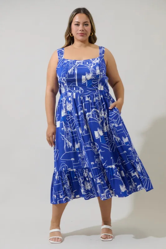 Mims Town Sunnyvale Linen Midi Dress Curve made by Sugarlips