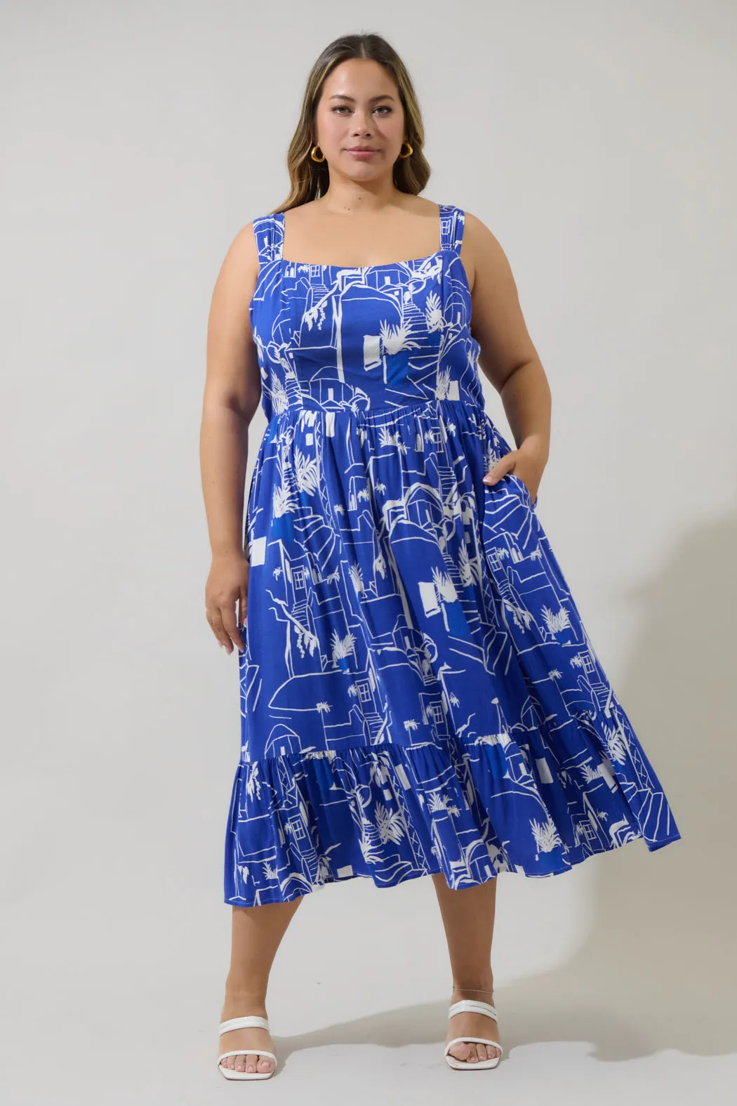 Mims Town Sunnyvale Linen Midi Dress Curve sold by Sugarlips