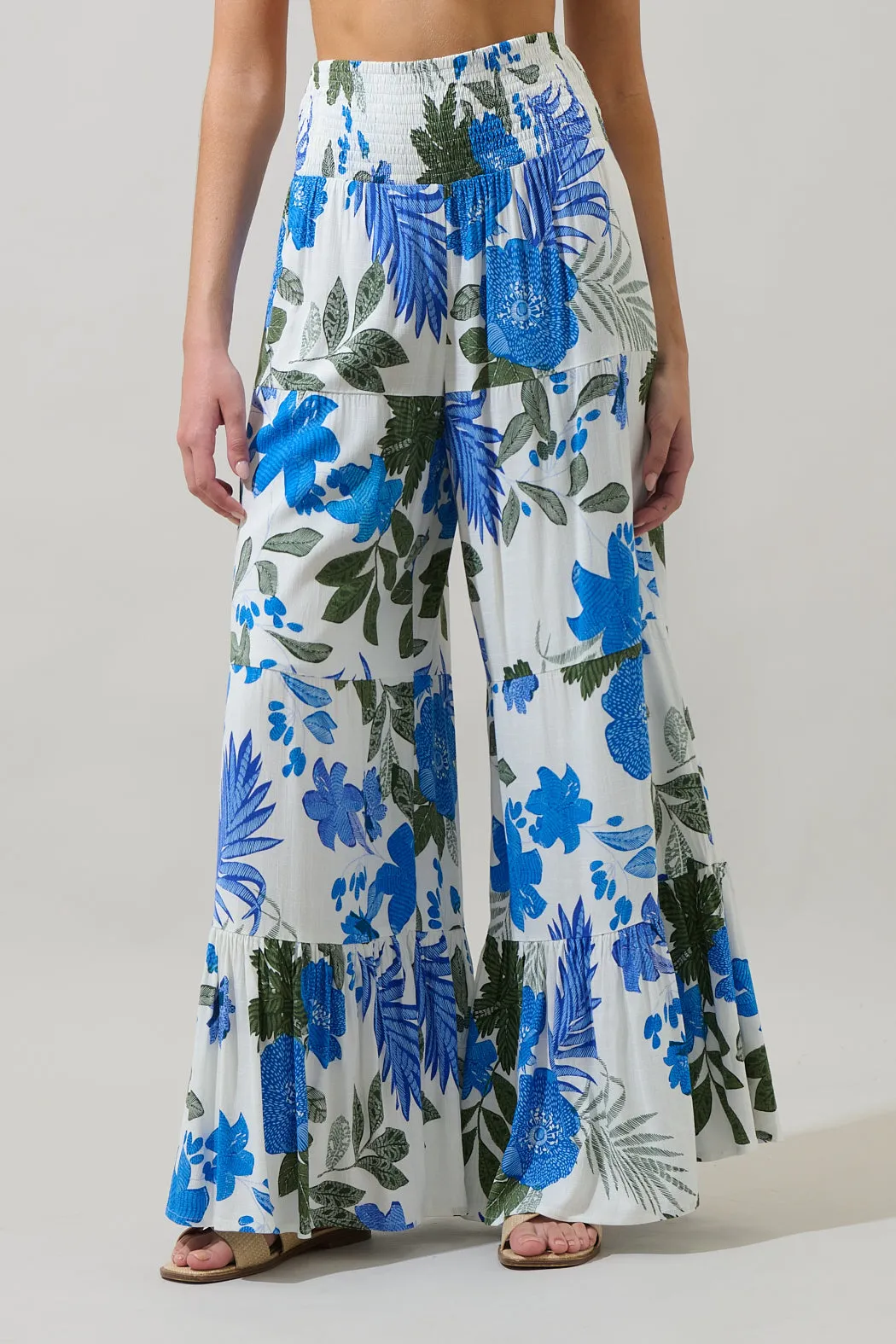 Zurie Floral Tovia Smocked Pants sold by Sugarlips