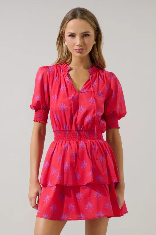 Delmas Floral Rai Ruffle Mini Dress sold by Sugarlips