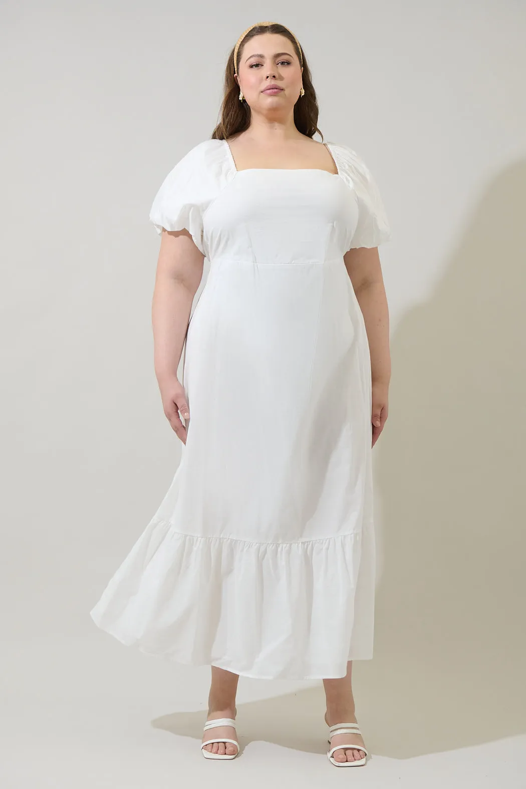 Xena Puff Sleeve Maxi Dress Curve sold by Sugarlips