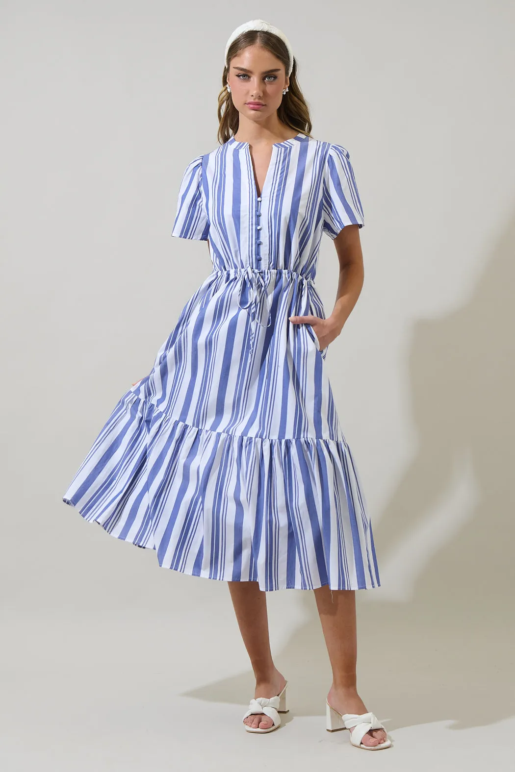 Yinny Stripe Lendra Midi Dress sold by Sugarlips