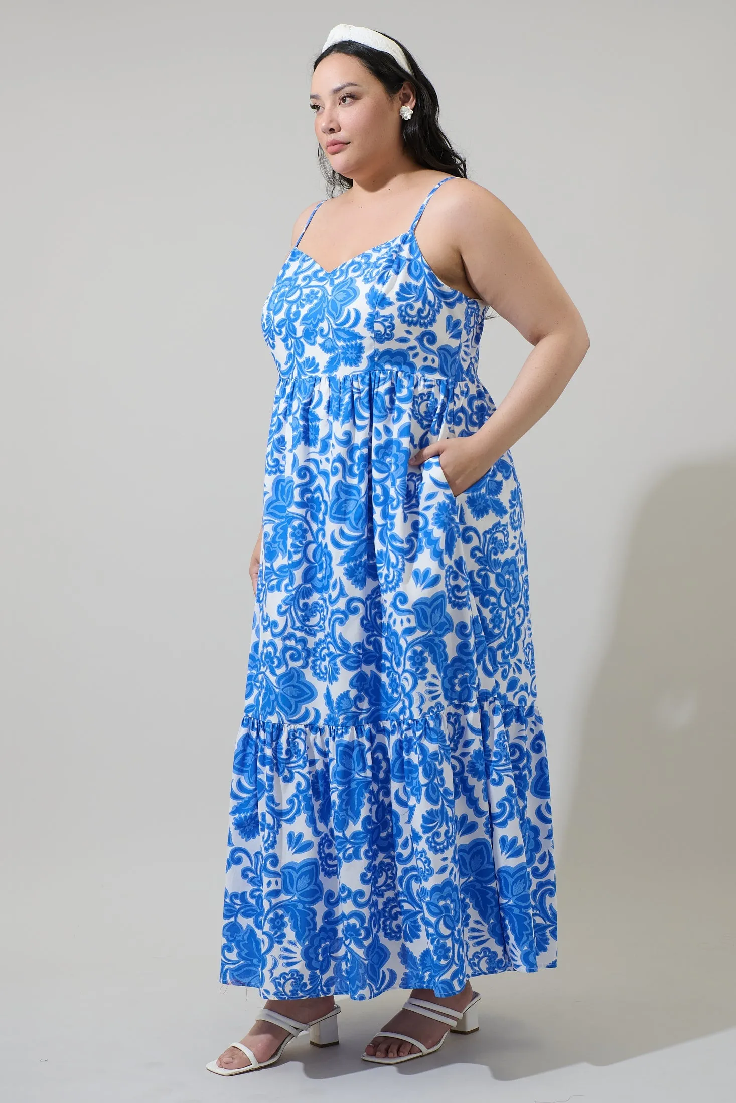 Magee Floral Cabana Flowy Maxi Dress Curve sold by Sugarlips product image thumbnail 3