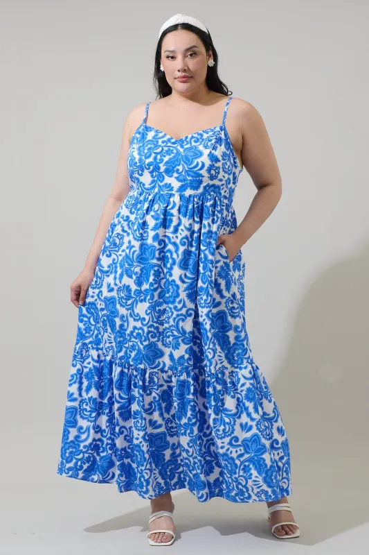 Magee Floral Cabana Flowy Maxi Dress Curve sold by Sugarlips