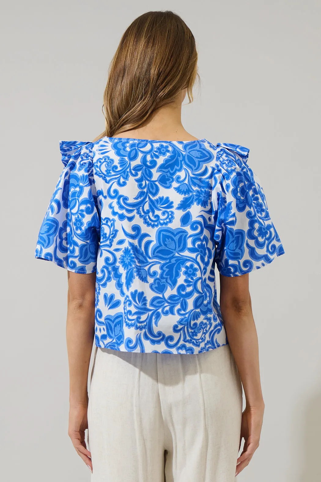 Magee Floral Careen Poplin Ruffle Top sold by Sugarlips product image thumbnail 2