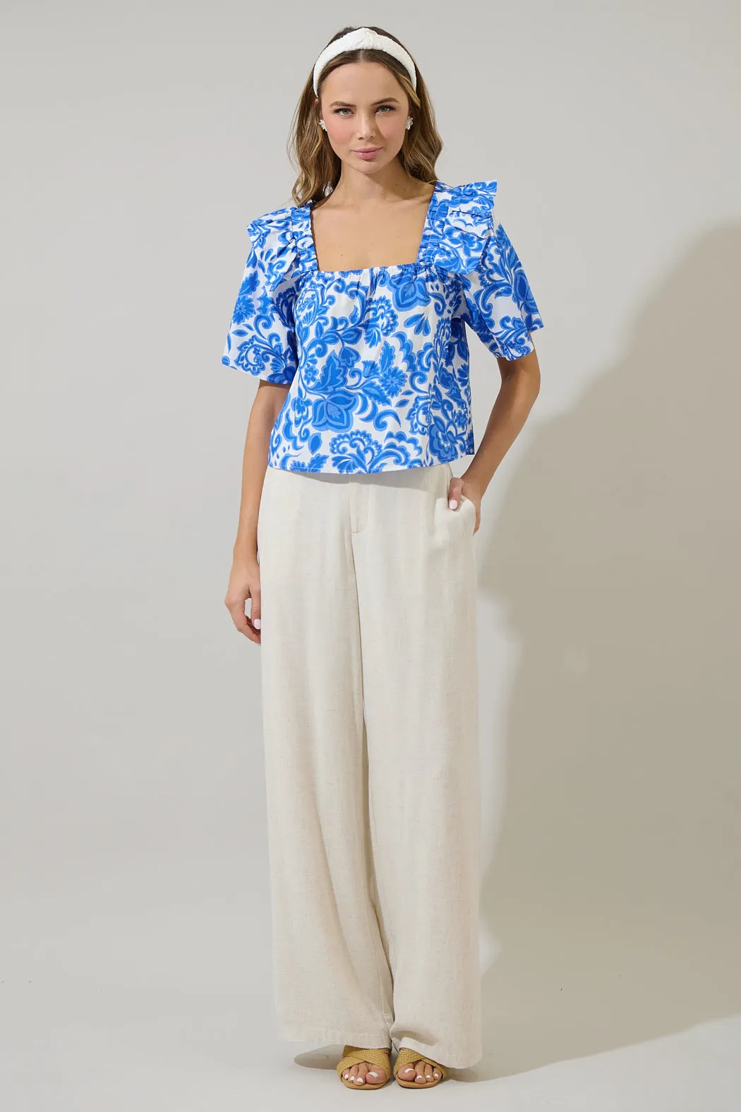Magee Floral Careen Poplin Ruffle Top sold by Sugarlips product image thumbnail 4