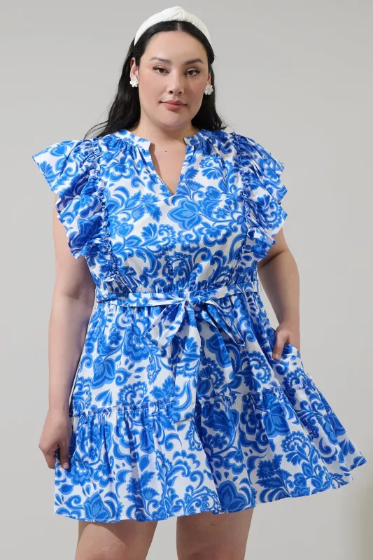 Magee Floral Ruffle Mini Dress Curve sold by Sugarlips