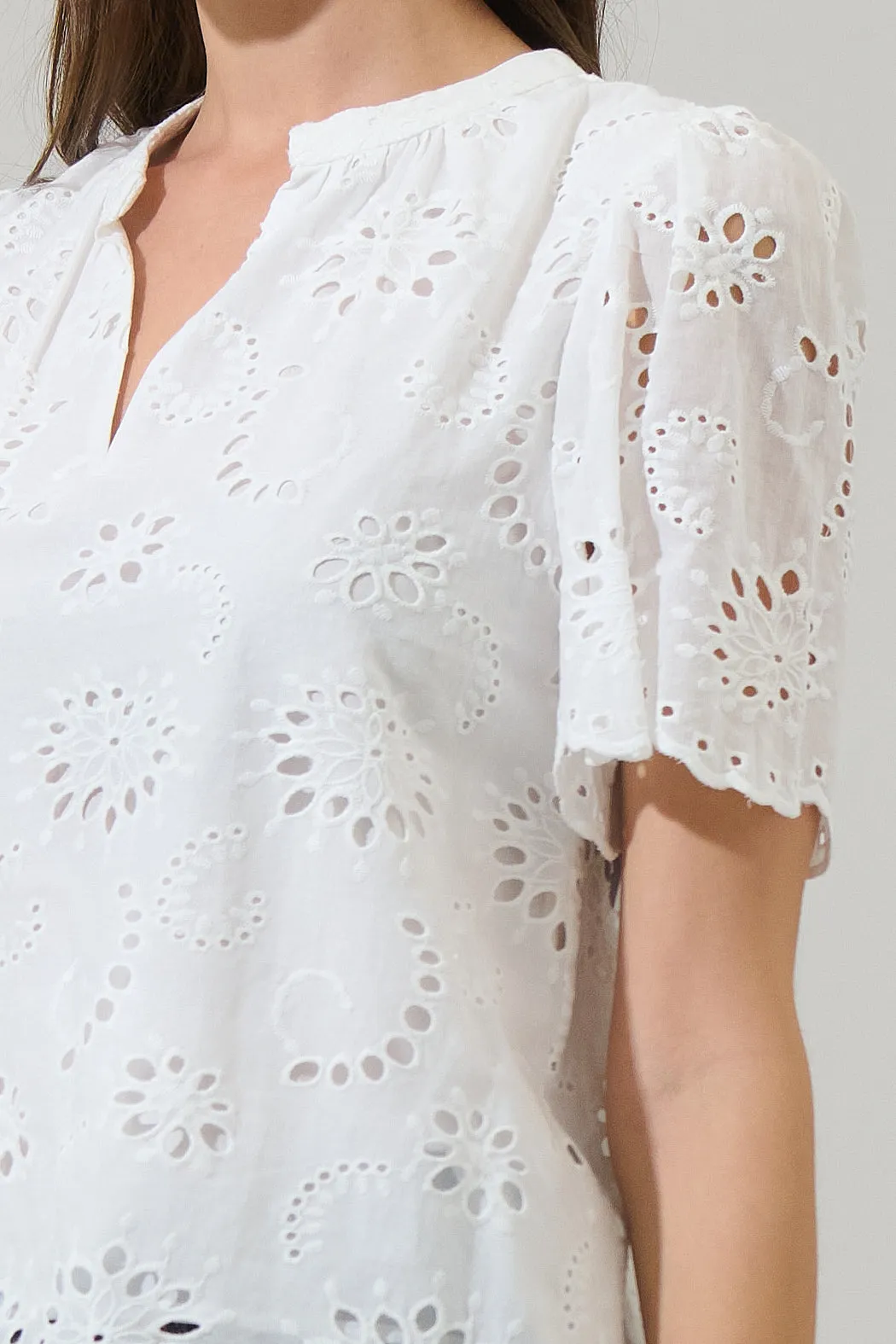 Shirin Eyelet Split Neck Top sold by Sugarlips product image thumbnail 5