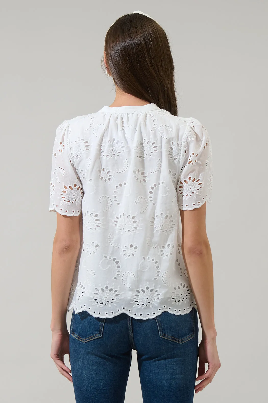 Shirin Eyelet Split Neck Top sold by Sugarlips product image thumbnail 2