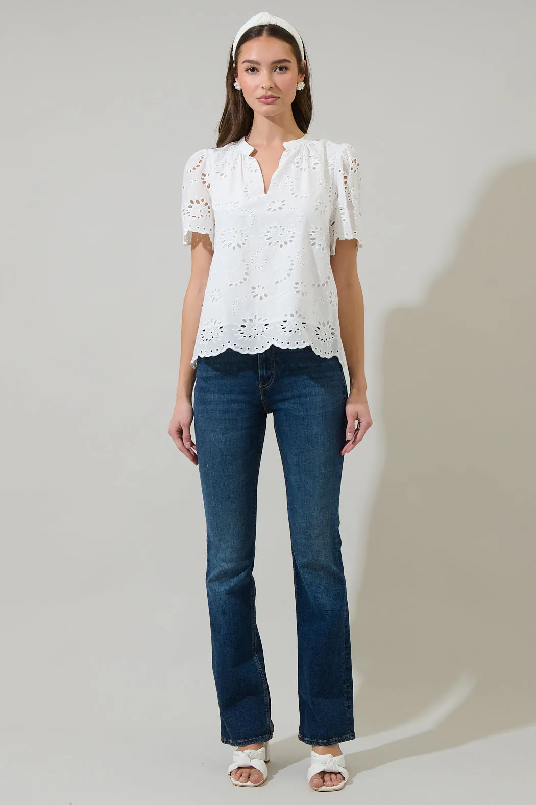 Shirin Eyelet Split Neck Top sold by Sugarlips product image thumbnail 4