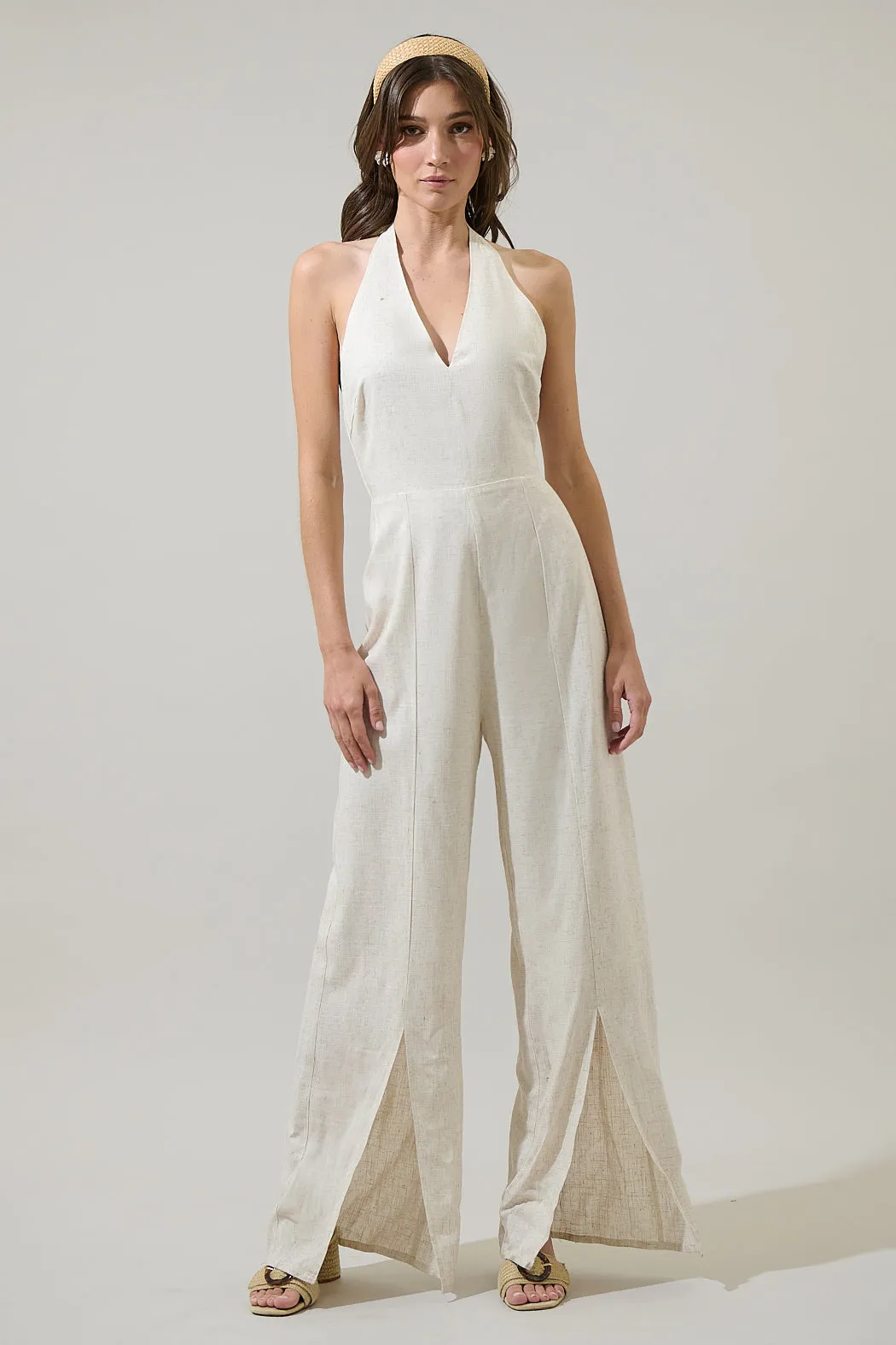 Mora Linen Halter Jumpsuit sold by Sugarlips