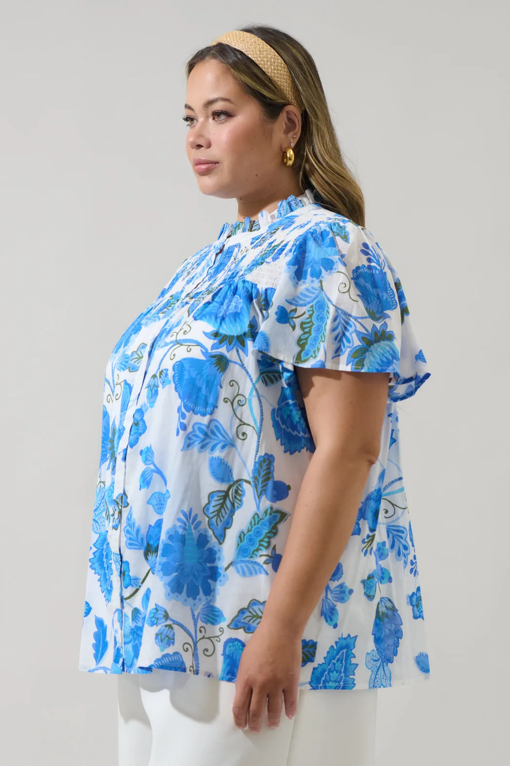 Samian Floral Romy Mock Neck Top Curve sold by Sugarlips product image thumbnail 3