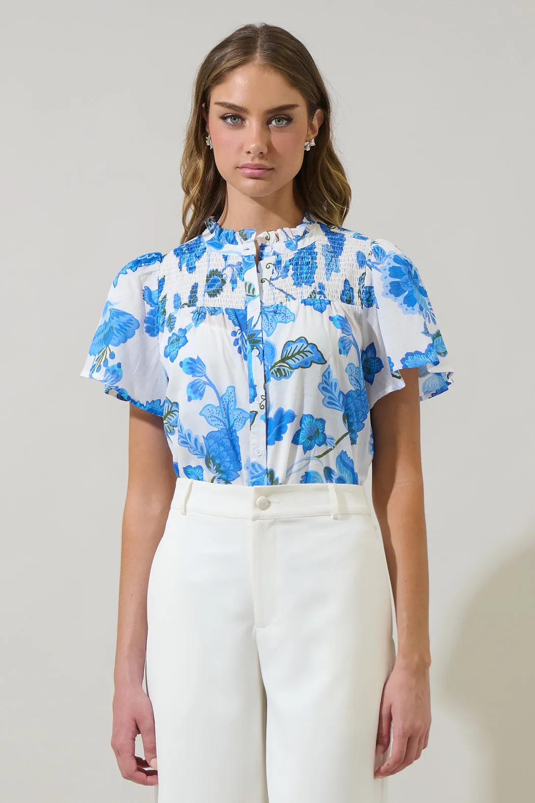 Samian Floral Romy Mock Neck Top sold by Sugarlips