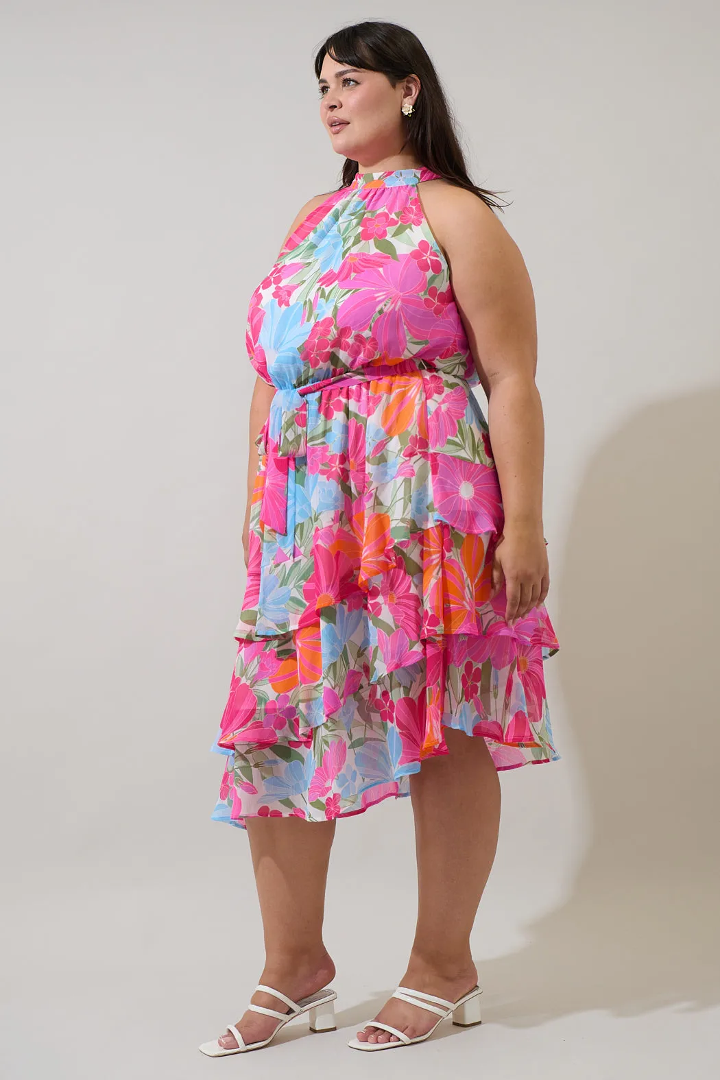 Calista Floral Ivone Ruffle Midi Dress Curve sold by Sugarlips product image thumbnail 3