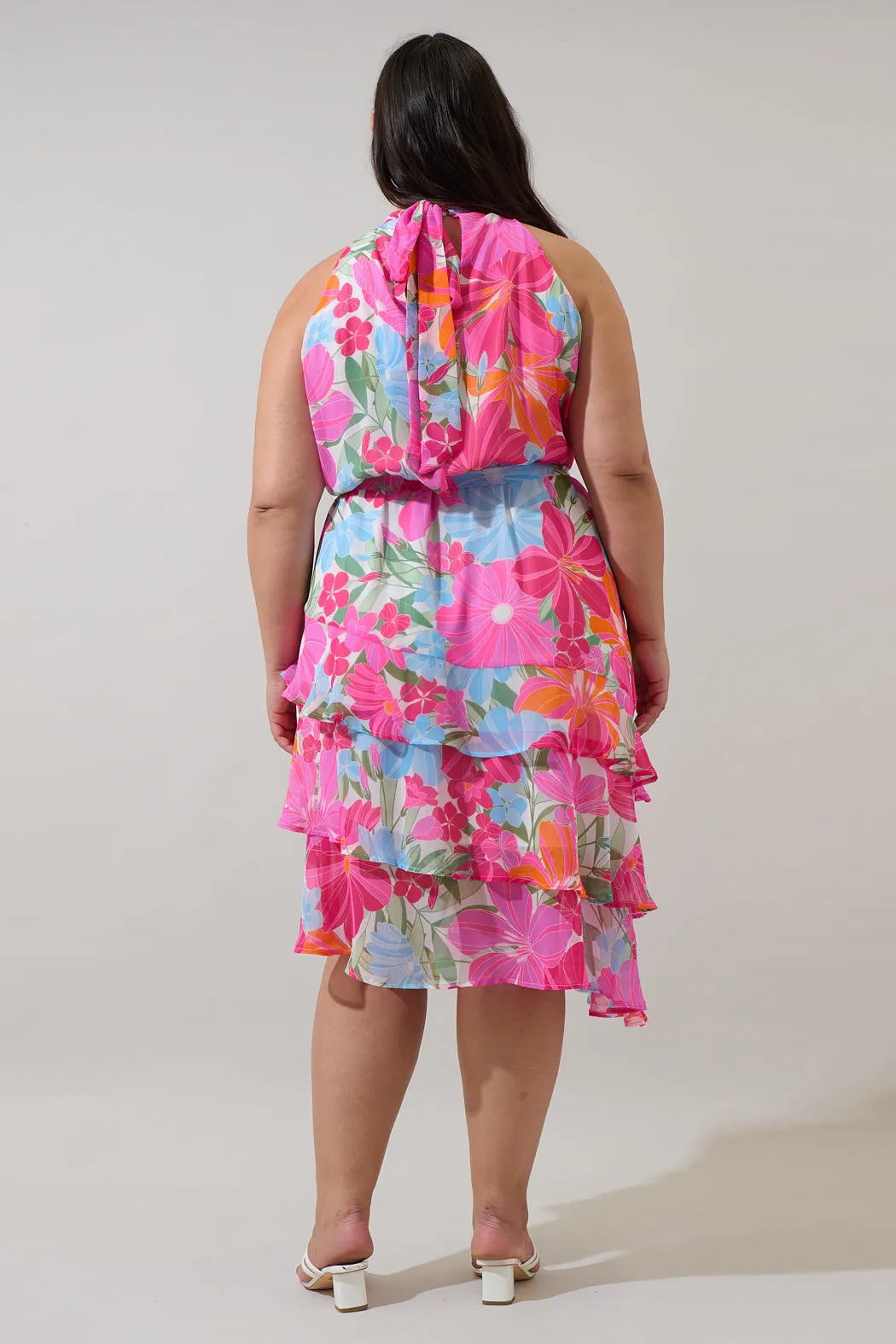 Calista Floral Ivone Ruffle Midi Dress Curve sold by Sugarlips product image thumbnail 2