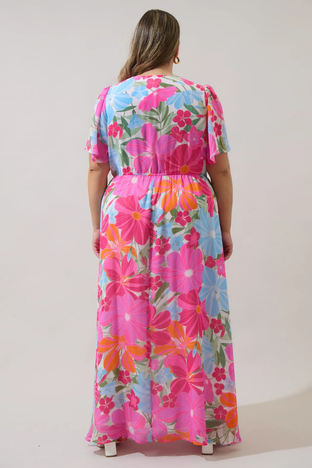 Calista Floral Linana Button Front Maxi Dress Curve sold by Sugarlips product image thumbnail 2