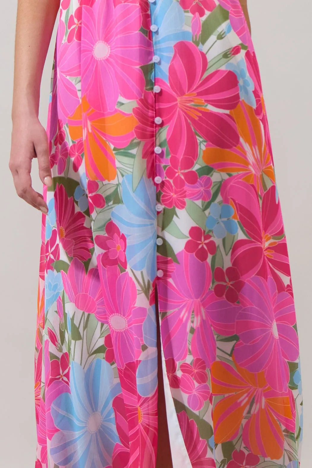 Calista Floral Linana Button Front Maxi Dress sold by Sugarlips product image thumbnail 5