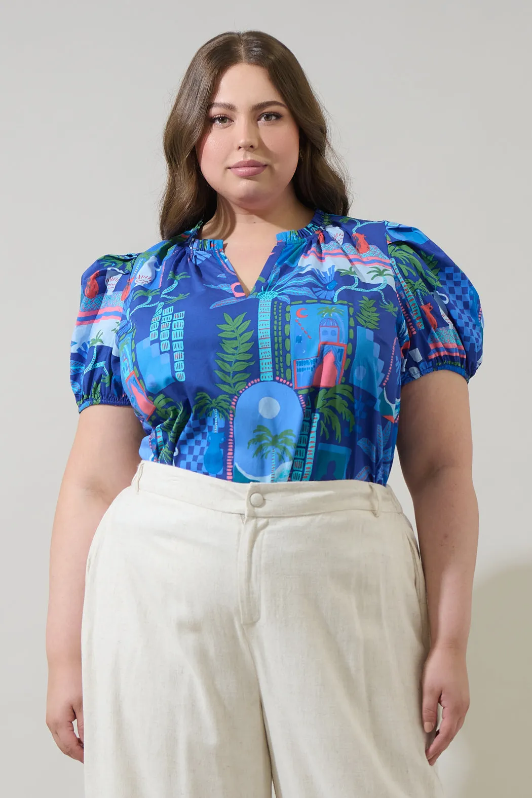 Punta Alta Berisa Split Neck Top Curve sold by Sugarlips