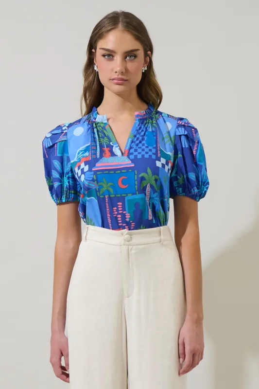 Punta Alta Berisa Split Neck Top sold by Sugarlips