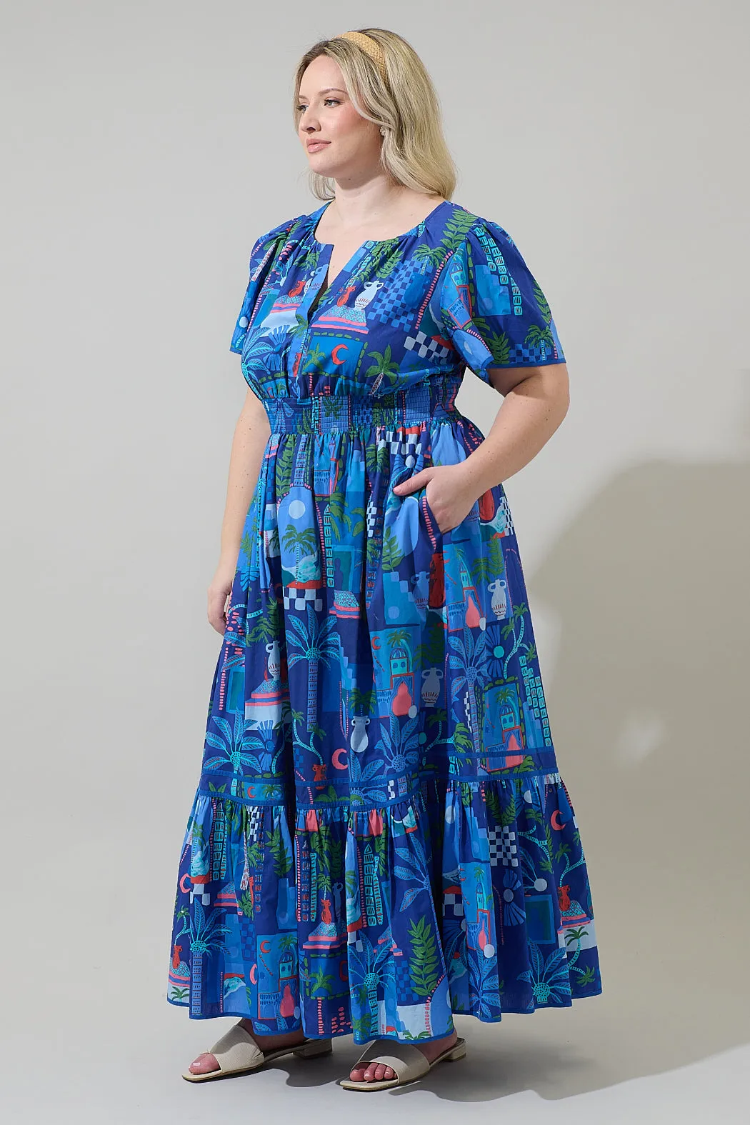 Punta Alta Ordy Smocked Midi Dress Curve sold by Sugarlips product image thumbnail 3