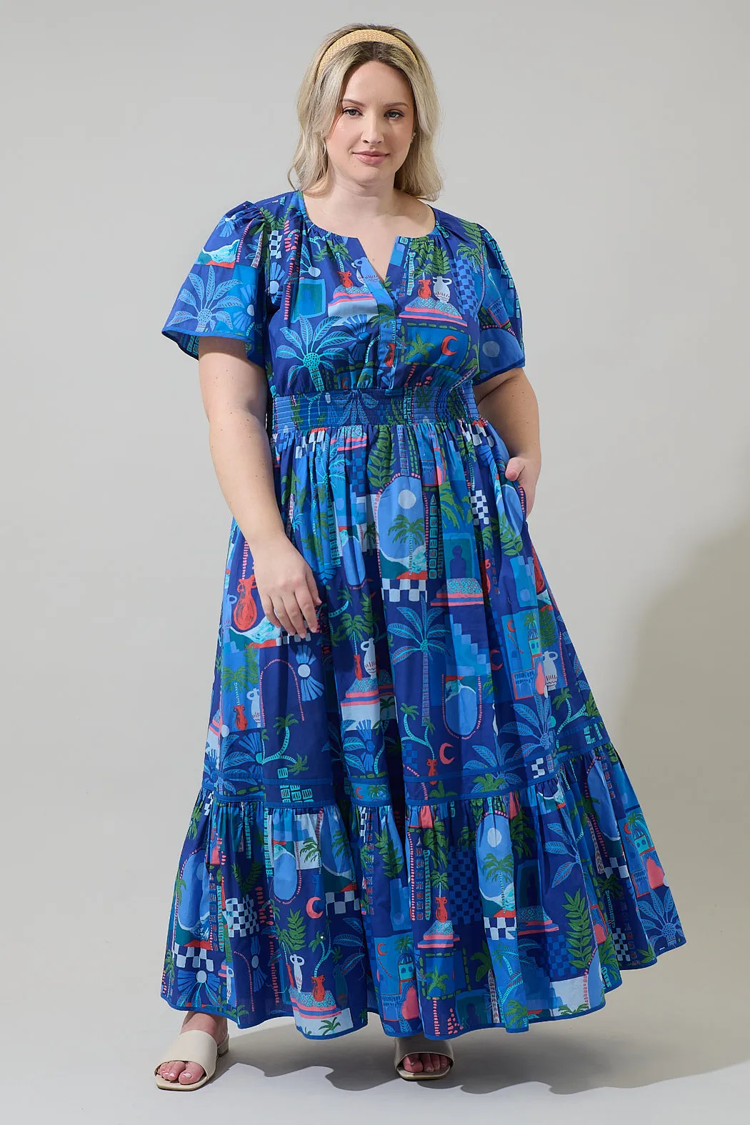 Punta Alta Ordy Smocked Midi Dress Curve sold by Sugarlips