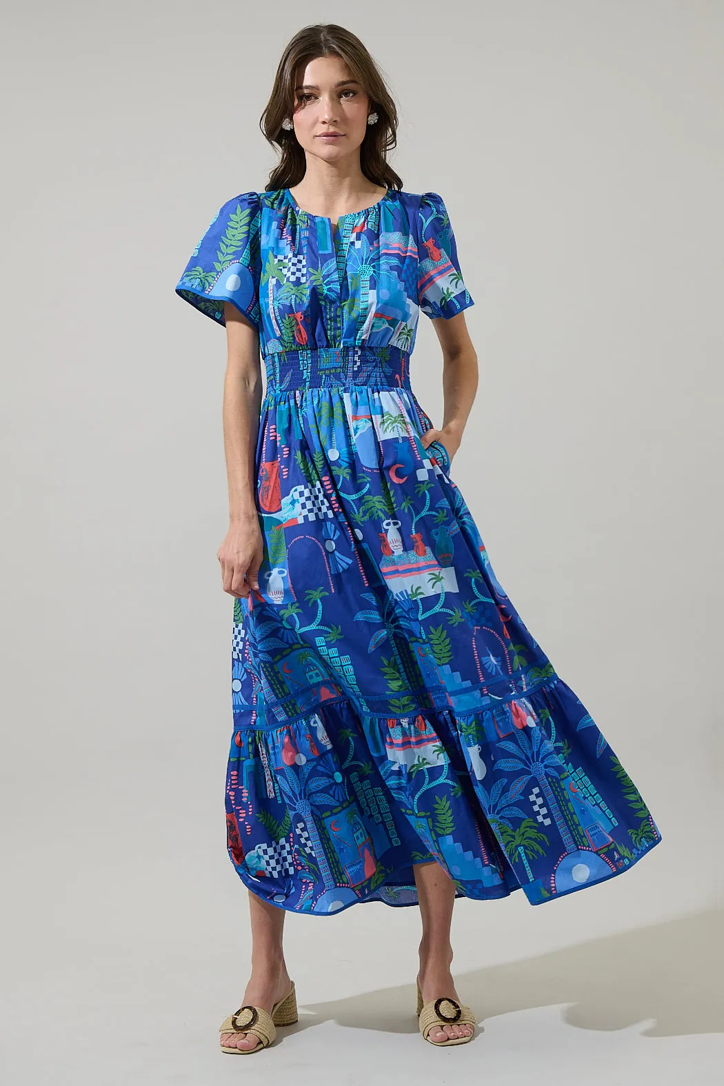 Punta Alta Ordy Smocked Midi Dress sold by Sugarlips product image thumbnail 2