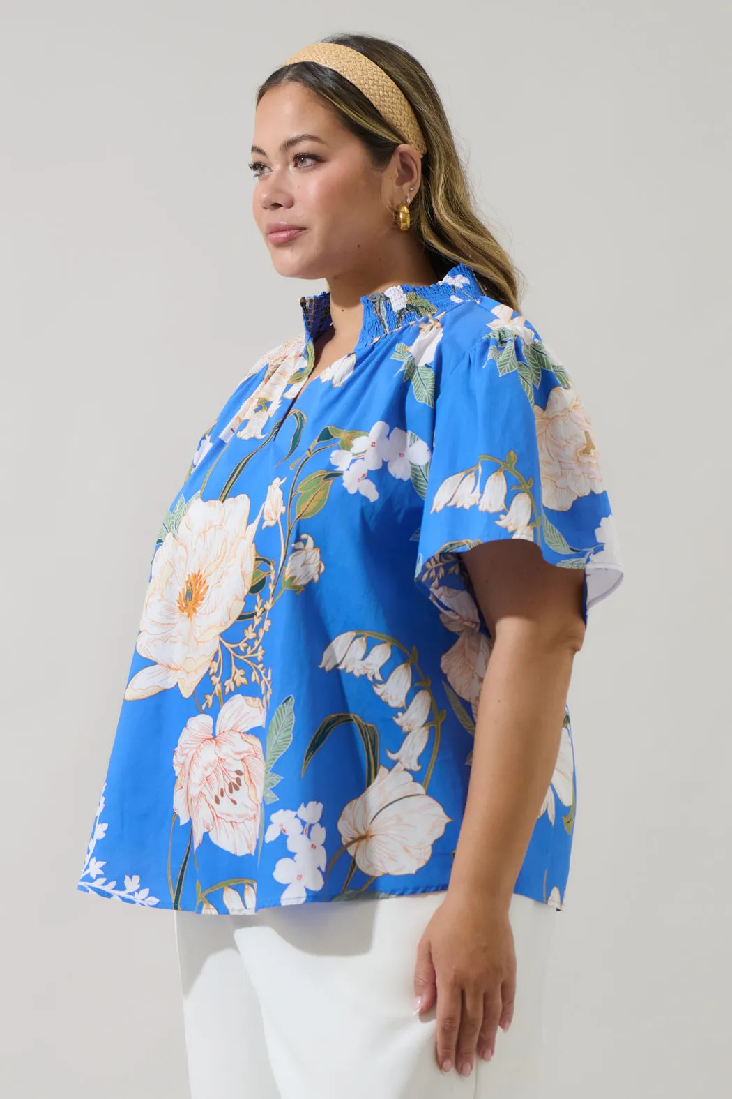 Roswell Floral Barcy Smocked Top Curve sold by Sugarlips product image thumbnail 3